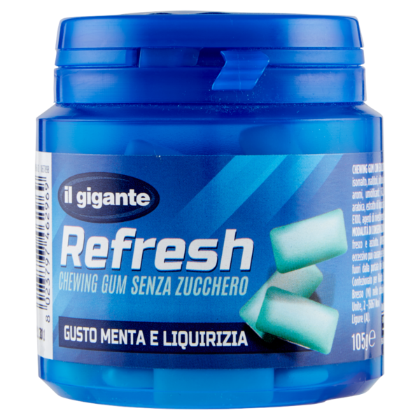 IL GIGANTE Refresh Chewing Gum Senza Zucchero Gusto Menta e Liquirizia 105 g