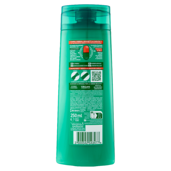 Garnier Fructis Shampoo Rigenera Forza, shampoo fortificante per capelli fragili, 250 ml