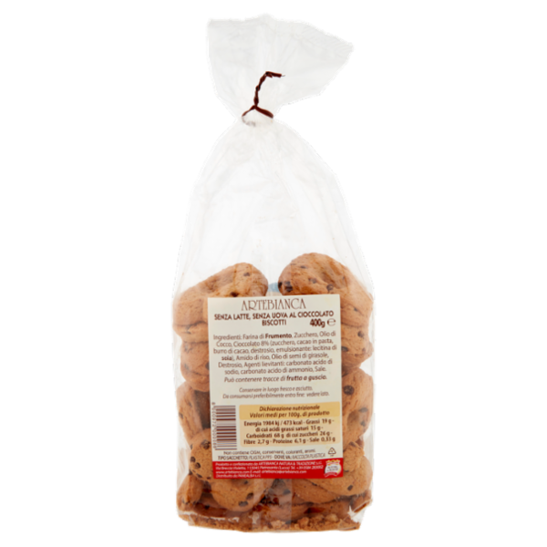 Artebianca Senza... Biscotti Senza Latte, Senza Uova con Cioccolato 400 g