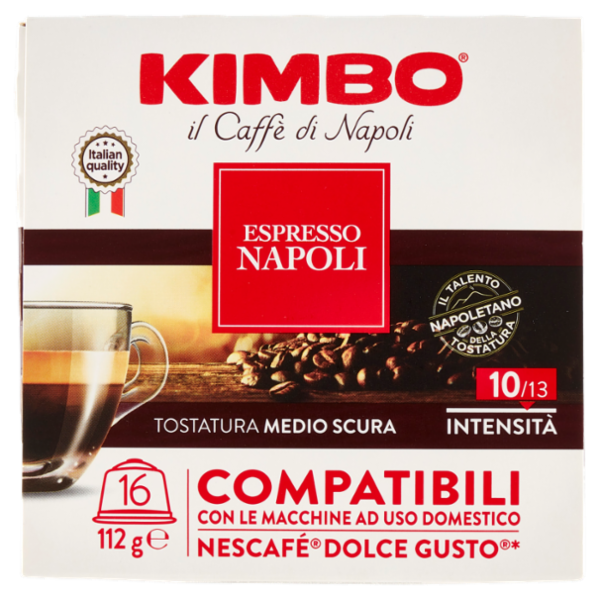 Kimbo Espresso Napoli Capsule Compatibili con le Macchine Nescafé Dolce Gusto* 16 x 7 g