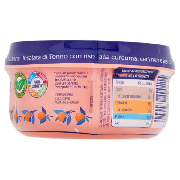 Rio mare Insalatissime Insalata di Tonno Sicily Edition con riso alla curcuma,ceci neri,arancia 200g