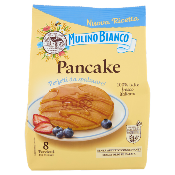 Mulino Bianco Pancake Merenda 100% Latte Fresco Italiano e Farina Sostenibile 8 Porzioni 280g