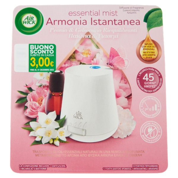 Air Wick Diffusore di Fragranza con oli essenziali Peonia e Gelsomino Profumatore per ambiente 20 ml