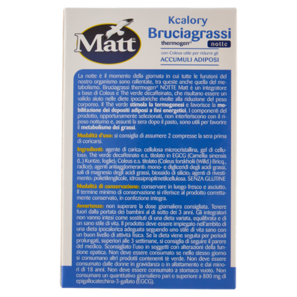 Matt Nutrition Kcalory Bruciagrassi thermogen notte 30 compresse 10,5 g