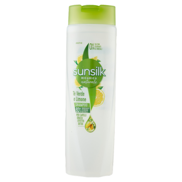 sunsilk Ricarica naturale Shampoo Thè Verde e Limone per Capelli Grassi 250 mL