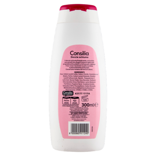 Consilia Doccia Schiuma Energizzante con Estratti Bio di Goji e Arancio 300 ml