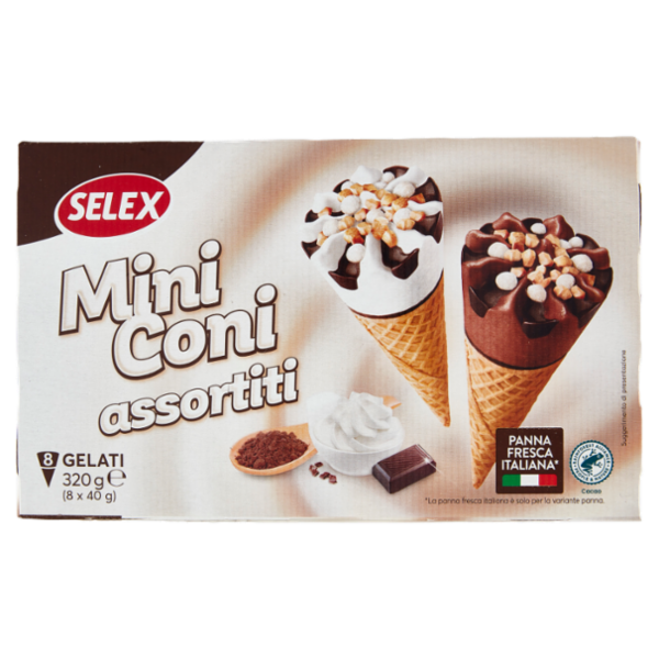 Selex 8 Miniconi di Gelato Assortiti 320 g