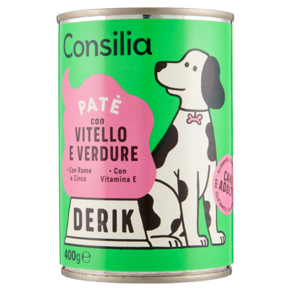 Consilia Derik Paté per Cane con Vitello e Verdure 400 g