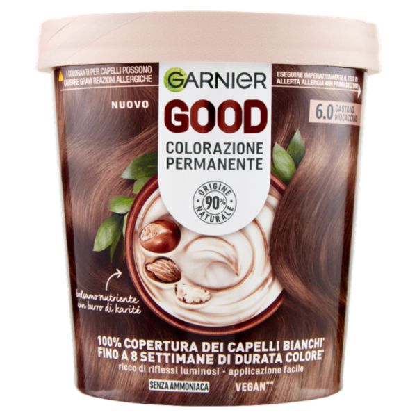 Garnier GOOD 6.0 Castano Mocaccino, colorazione permanente senza ammoniaca, 90% di origine naturale