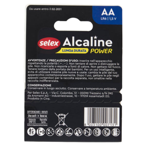 Selex Pile Alcaline Stilo AA 1,5 V 4 pezzi