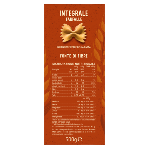 Barilla Pasta Integrale Farfalle 500g