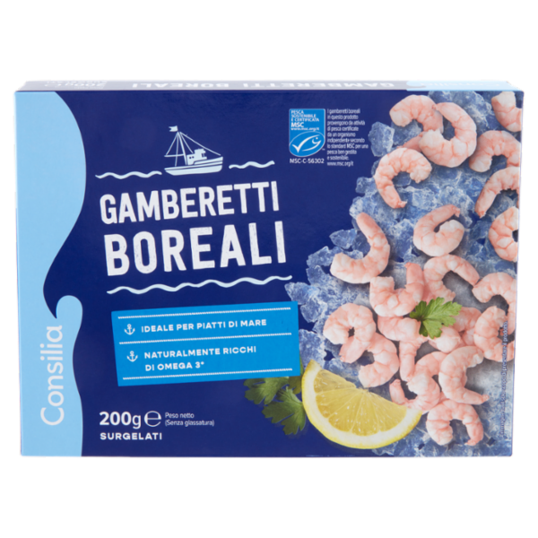 Consilia Gamberetti Boreali Cotti Sgusciati e Surgelati 200 g