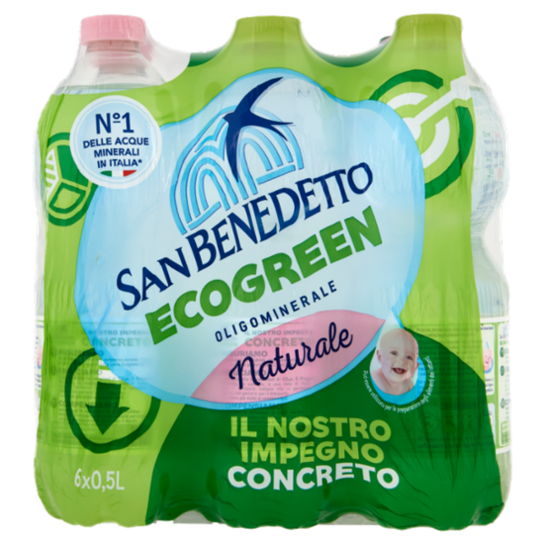 San Benedetto Acqua Naturale Popoli Terme Ecogreen 6 x 0,5L