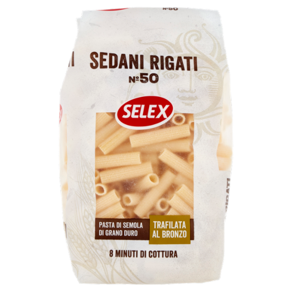 Selex Pasta di Semola Trafilata al Bronzo Sedani Rigati 500 g