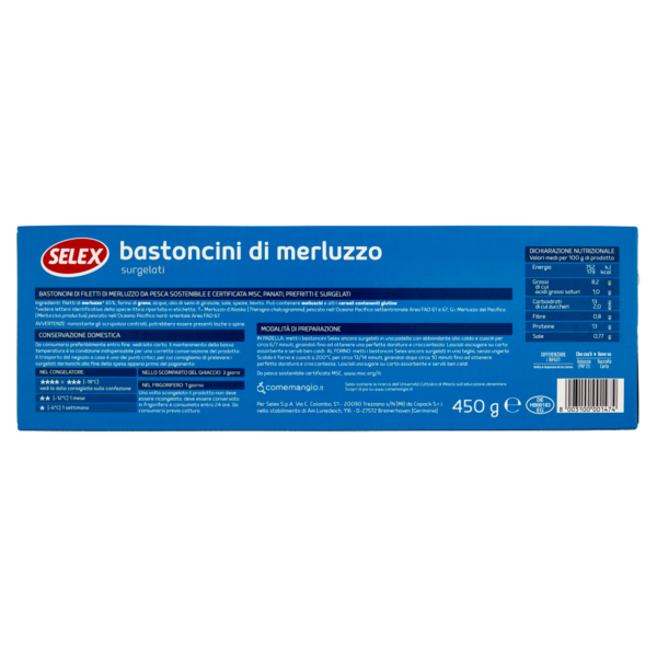 Selex Bastoncini di Merluzzo in Croccante Panatura Surgelati 18x25 g
