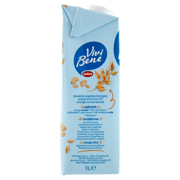 Selex Vivi Bene Bevanda a Base di Avena Biologica 1 L