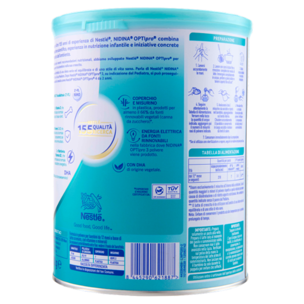 NESTLÉ NIDINA Optipro 3 Latte di crescita in polvere per bambini da 1 anno Latta 800g
