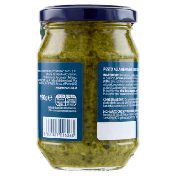 Consilia Optima Pesto alla Genovese Senz'Aglio D.O.P. 190 g