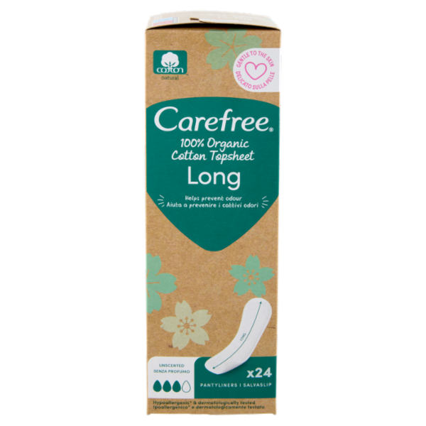 Carefree 100% Organic Cotton Topsheet Long Salvaslip 24 pz