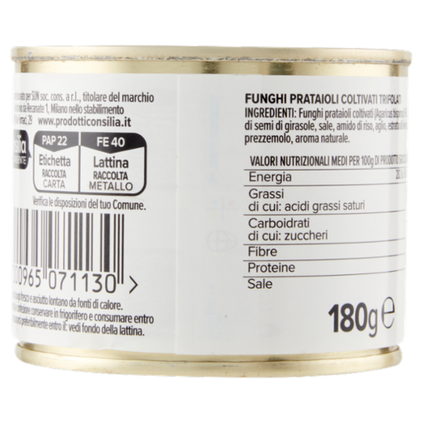 Consilia Funghi Champignon Trifolati in Olio di Semi di Girasole 180 g