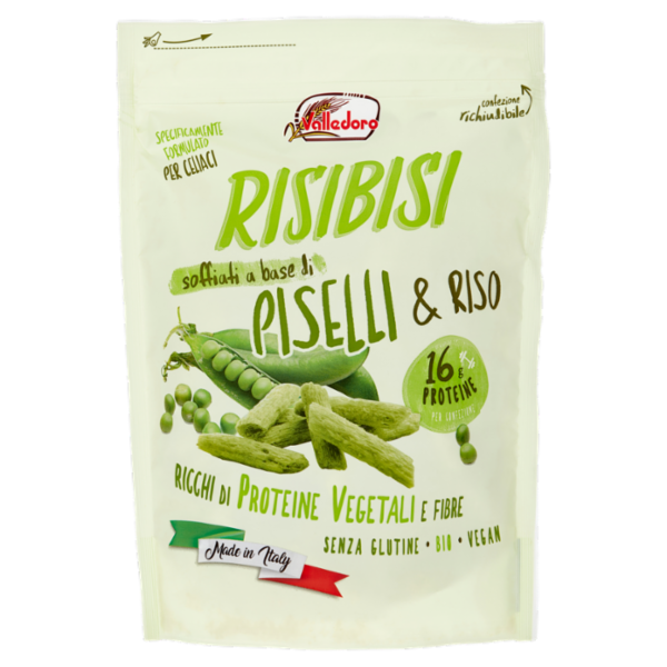 Valledoro Risibisi soffiati a base di Piselli & Riso Bio 80 g