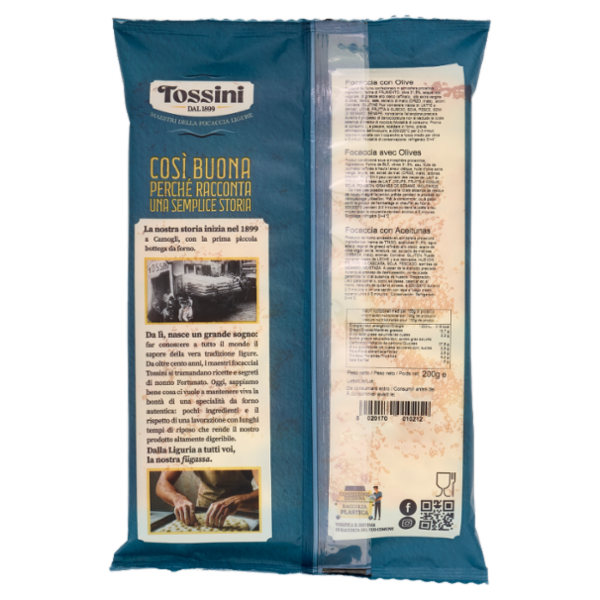 Tossini Focaccia alla Genovese Focaccia con Olive 200 g