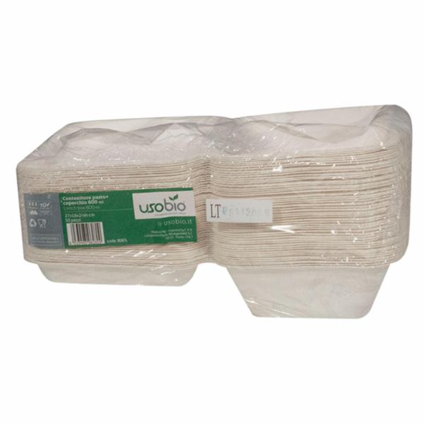 Usobio Contenitore Pasto + Coperchio 60O ml 50 pezzi