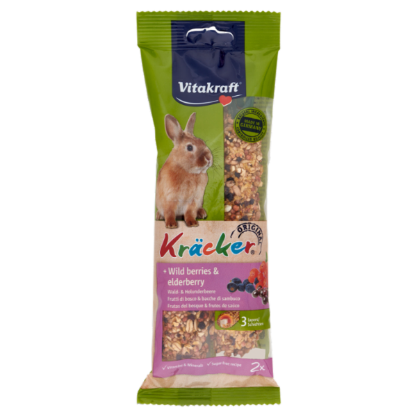 Vitakraft Kräcker Original + Frutti di bosco & bacche di sambuco conigli nani 2 pezzi 112 g