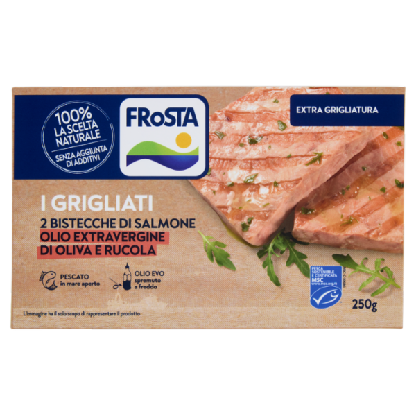 FRoSTA i Grigliati 2 Bistecche di Salmone Olio Extravergine di Oliva e Rucola 250 g