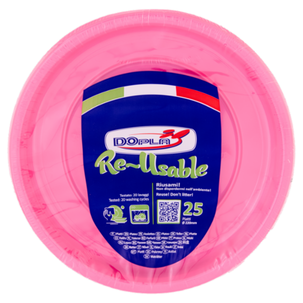 DOpla Re-Usable Piatti piani Ø 220mm Fucsia 25 pz