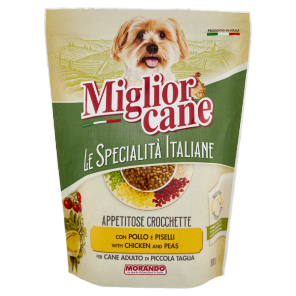 Migliorcane Le Specialità Italiane Crocchette Pollo, Piselli per Cane Adulto di Piccola Taglia 800 g