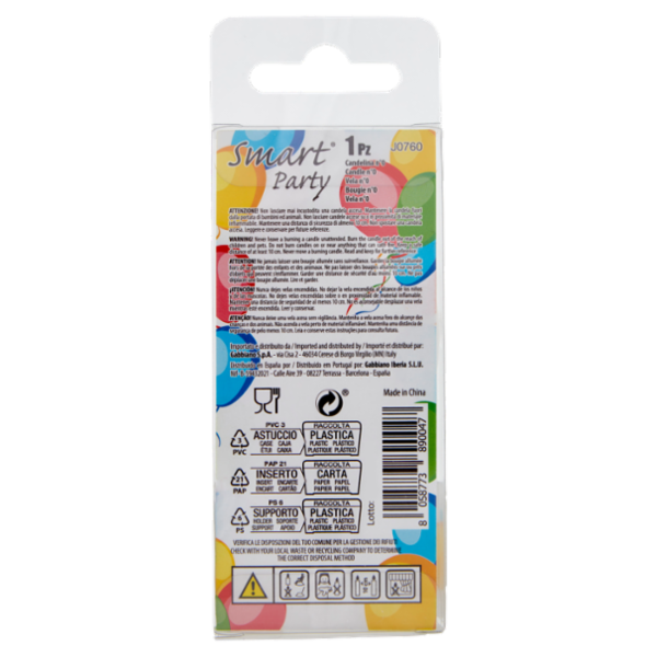 Smart Party Candelina Numerale 0 1 pz