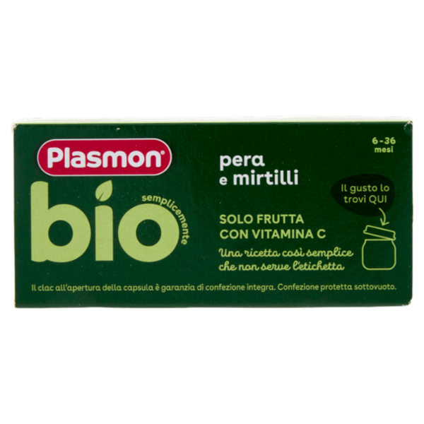 Plasmon semplicemente bio pera e mirtilli 2 x 80 g