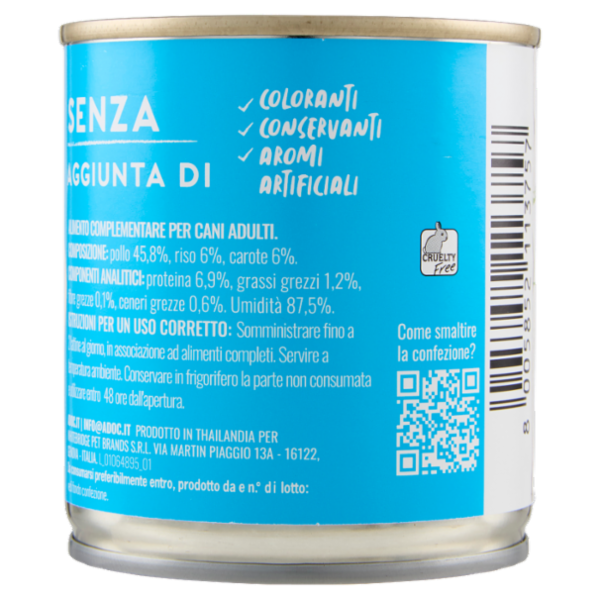 ADoC For Dogs Naturally Premium Filetti di Pollo con Riso e Carote in Gelatina 285 g