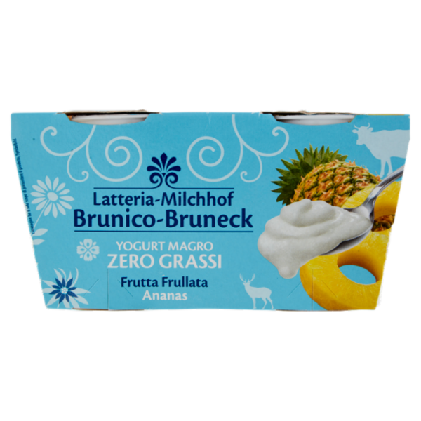 Latteria Brunico Yogurt Magro Zero Grassi Frutta Frullata Ananas 2 x 125 g