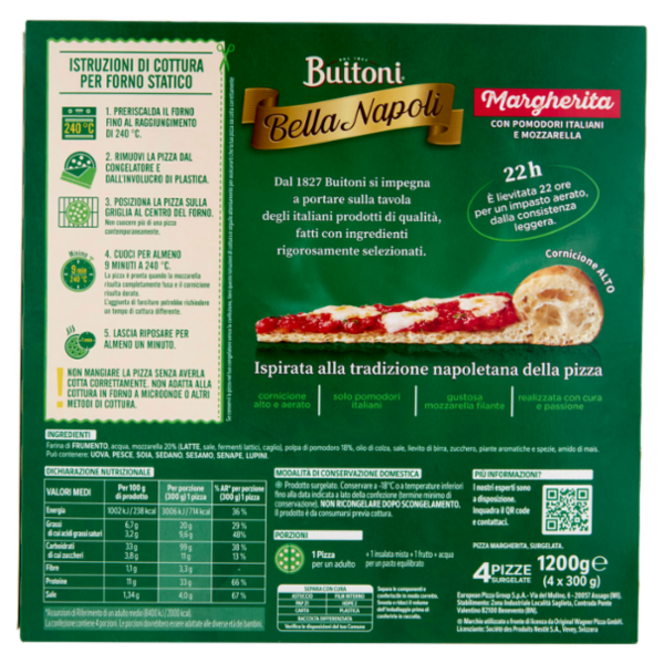 Buitoni Bella Napoli Margherita 3+1 Pizza surgelata 1200 g