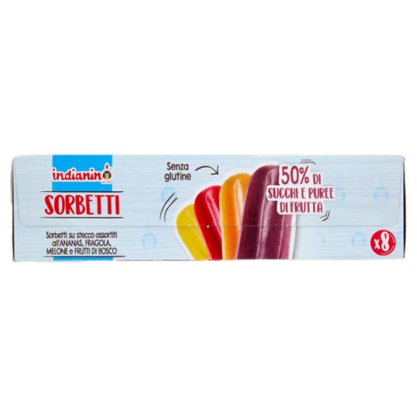 indianino Sorbetti su stecco assortiti all'Ananas, Fragola, Melone e Frutti di Bosco 8 x 70 g