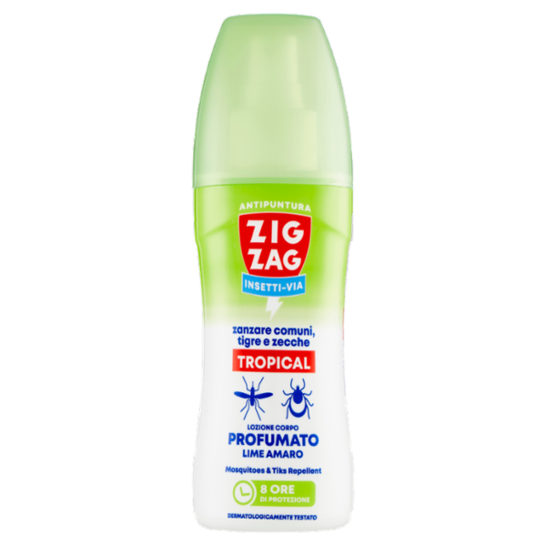 Zig Zag Insetti-Via Antipuntura Tropical zanzare comuni, tigre e zecche Lime Amaro 100 ml