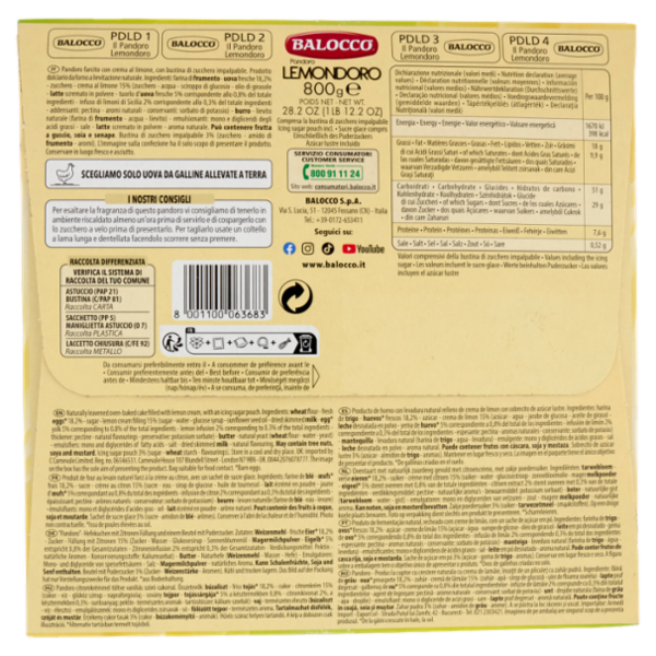Balocco Pandoro Lemondoro 800 g