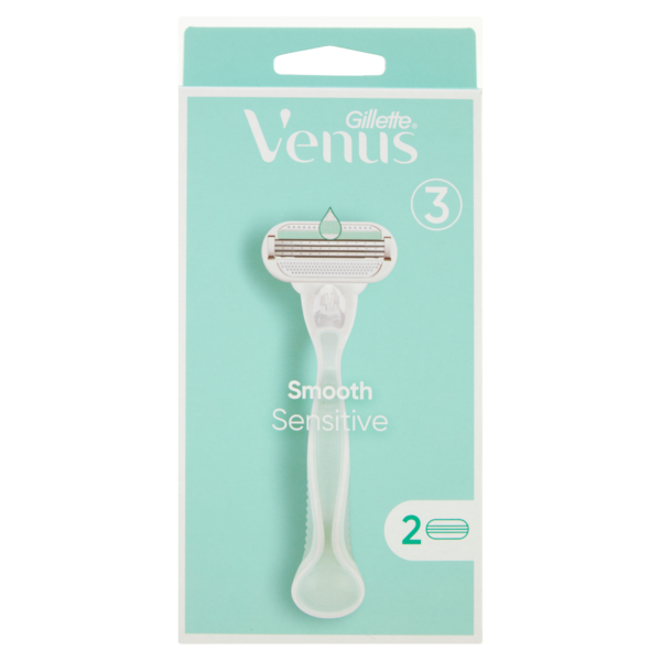 Gillette Venus Smooth Sensitive Manico + Lame per Rasoio da Donna 2 Ricariche