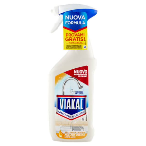 Viakal Detersivo Anticalcare Acciaio Cucina Spray 470 ml