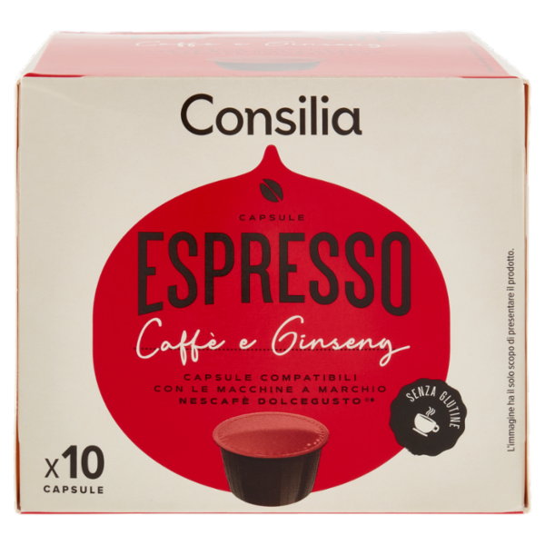 Consilia Caffè e Ginseng Espresso in Capsule Compatibili Dolce Gusto 10 pezzi