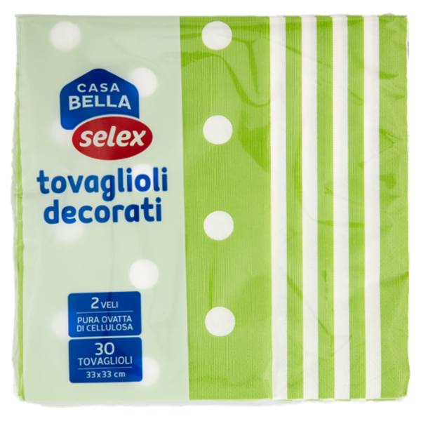 Selex Casa Bella Tovaglioli 2 Veli 33X33 cm Decoro Mixi Kiwi 30 pezzi