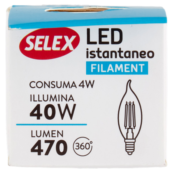 Selex Lampadina Led Colpo Di Vento E14 4W Luce Calda