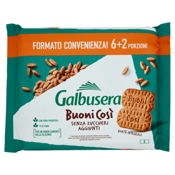 Galbusera BuoniCosi Senza Zuccheri Aggiunti Bontà Integrale 8 x 50 g