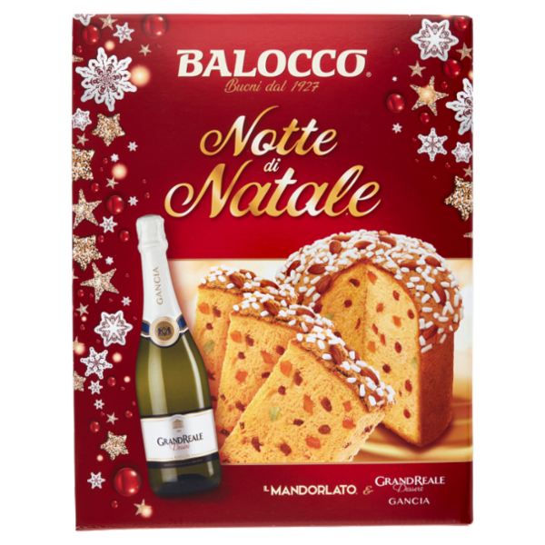Balocco Notte di Natale il Mandorlato 750 g & GrandReale Dessert Gancia 75 cl