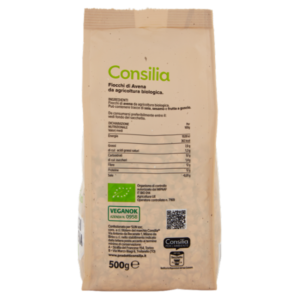 Consilia Fiocchi di Avena Biologici 500 g