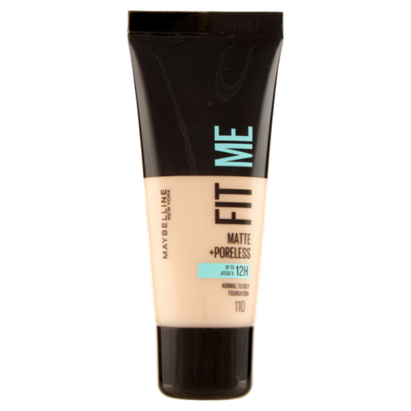 Maybelline New York Fondotinta Fit Me Matte&Poreless, Finish Opacizzante, 110 Porcelain 30 ml