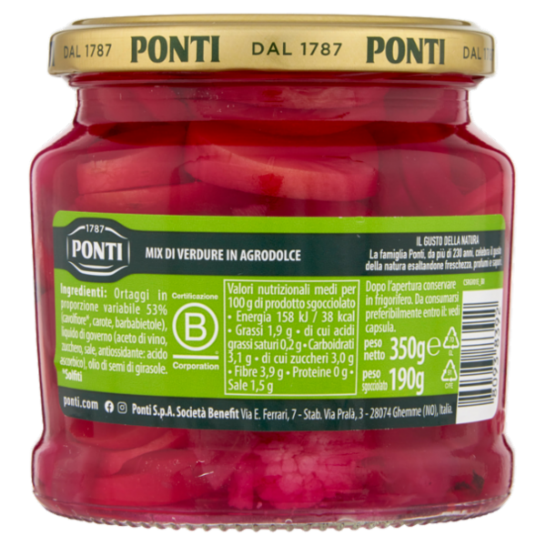 Ponti Peperlizia Ortoviola Barbabietola, Cavolfiore e Carote 350 g