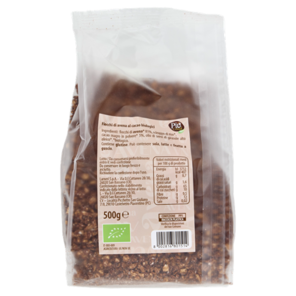 Più Cereali Bio Fiocchi d'Avena al Cacao 500 g